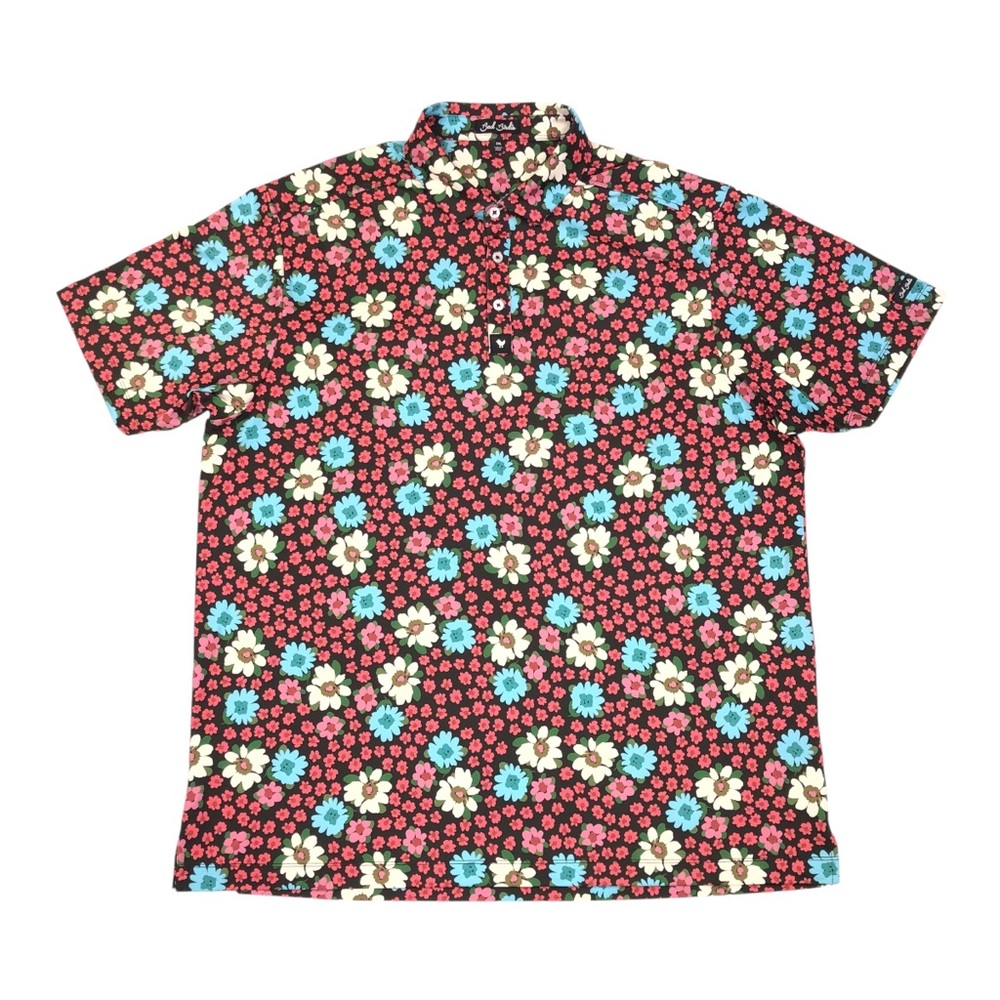 Bad Birdie Floral Polo Shirt Men's Size 2XL Golf Stretch Short Sleeve